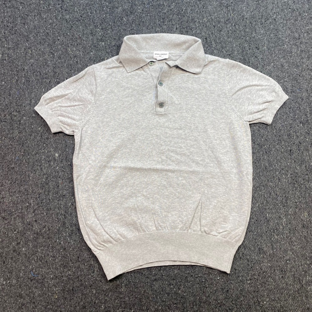 Spier & Mackay Knit Polo Sz XS Mens Grey Short Sleeve Preppy Smart Casual